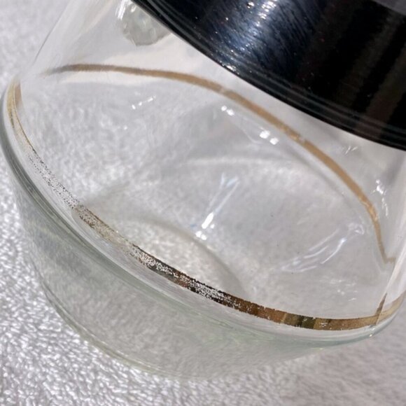 Vintage Glass Pitcher W Pink Black Gold Stripes - Picture 11 of 12